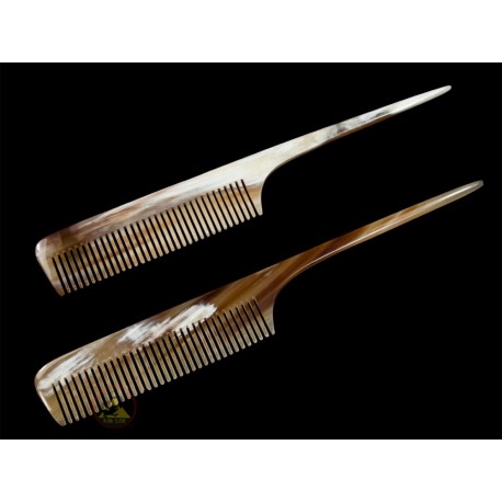 Real Horn Comb - With Long Hair Stick - 19 x 3.5 cm - 7.48 x 1.37 Inch