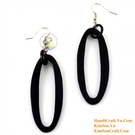 Organic Cow Horn - Black - Earrings