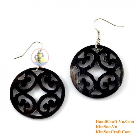 有機牛角 - ブラック - イヤリング