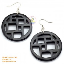 Organic Cow Horn - Black - Earrings