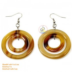 Organic Cow Horn - Black and White - Earrings