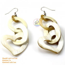 Organic Cow Horn - Circle and Heart - White - Earrings