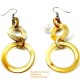 Organic Cow Horn - Circle Empty - White and Yellow - Earrings