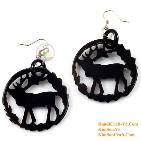 Organic Cow Horn - DEER - Black - Earrings