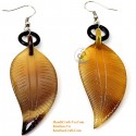Organic Cow Horn - Leaf - Black and Yellow - Earrings