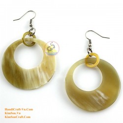 Organic Cow Horn - Oval - Black and Yellow - Earrings