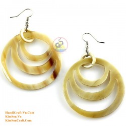 Organic Cow Horn - Oval - Black and Yellow - Earrings