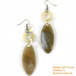 Organic Cow Horn - Oval - Black and Yellow - Earrings