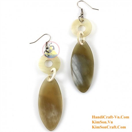 Organic Cow Horn - Oval - Black and Yellow - Earrings