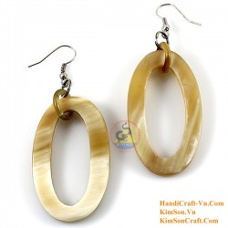 Organic Cow Horn - Oval - Black and Yellow - Earrings