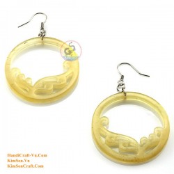 Organic Cow Horn - Oval - Black and Yellow - Earrings