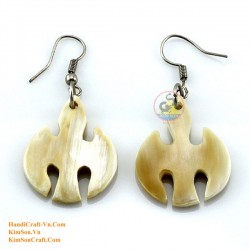Organic Cow Horn - Oval - Black and Yellow - Earrings