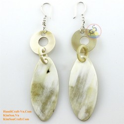 Organic Cow Horn - Oval - Black and Yellow - Earrings