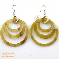 Organic Cow Horn - Oval - Black and Yellow - Earrings