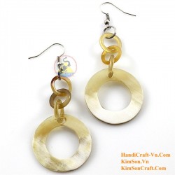 Organic Cow Horn - Oval - Black and Yellow - Earrings