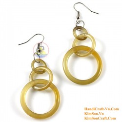 Organic Cow Horn - Oval - Black and Yellow - Earrings