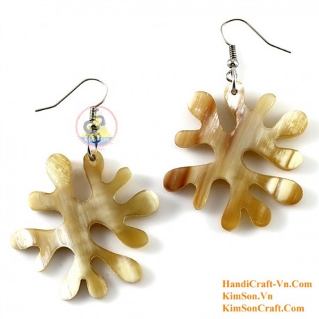 Organic Cow Horn - Oval - Black and Yellow - Earrings