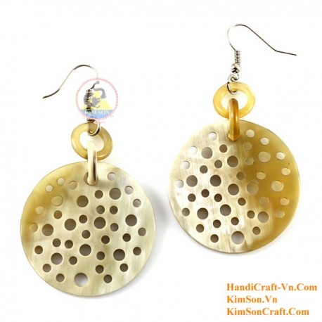Organic Cow Horn - Oval - Black and Yellow - Earrings