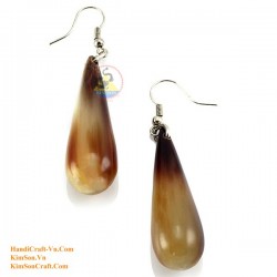 Organic Cow Horn - Oval - Black and Yellow - Earrings