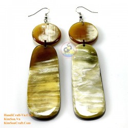 Organic Cow Horn - Oval - Black and Yellow - Earrings
