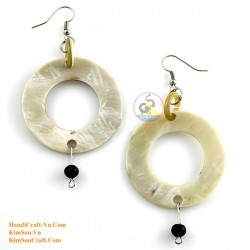 Organic Cow Horn - White and Black - Earrings