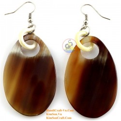 Organic Cow Horn - White and Black - Earrings