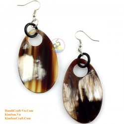 Organic Cow Horn - White and Black - Earrings
