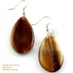 Organic Cow Horn - Oval - Black and Yellow - Earrings