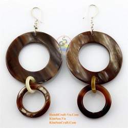 Organic Cow Horn - Oval - Black and Yellow - Earrings