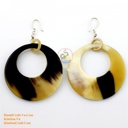 Organic Cow Horn - Oval - Black and Yellow - Earrings