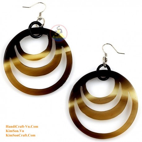 Organic Cow Horn - White and Black - Earrings