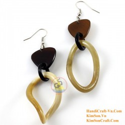 Organic Cow Horn - Oval - Black and Yellow - Earrings