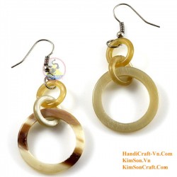 Organic Cow Horn - Oval - Black and Yellow - Earrings