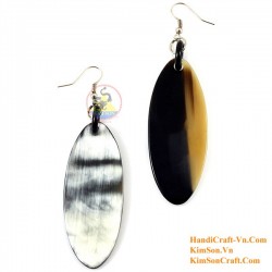 Organic Cow Horn - Oval - Black and Yellow - Earrings