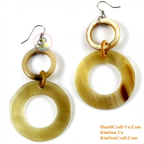 Organic Cow Horn - White and Black - Earrings