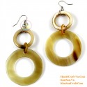 Organic Cow Horn - White and Black - Earrings