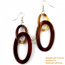 Organic Cow Horn - Oval - Black and Yellow - Earrings