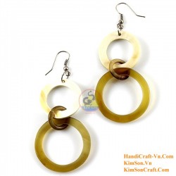 Organic Cow Horn - Oval - Black and Yellow - Earrings