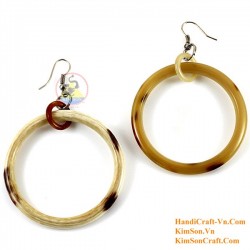 Organic Cow Horn - White and Black - Earrings