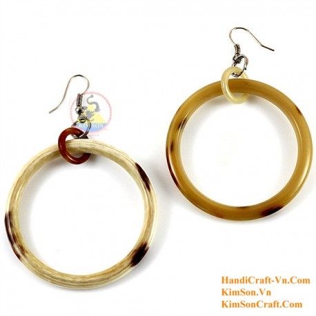 Organic Cow Horn - Oval - Black and Yellow - Earrings
