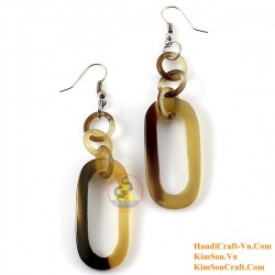 Organic Cow Horn - Oval - Black and Yellow - Earrings