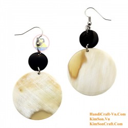 Organic Cow Horn - White and Black - Earrings