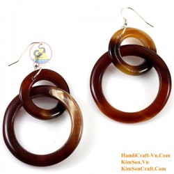 Organic Cow Horn - White and Black - Earrings