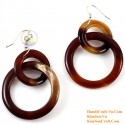 Organic Cow Horn - White and Black - Earrings