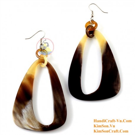 Organic Cow Horn - Oval - Black and Yellow - Earrings