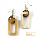Organic Cow Horn - White and Black - Earrings