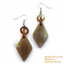 Organic Cow Horn - White and Black - Earrings