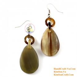 Organic Cow Horn - Oval - Black and Yellow - Earrings