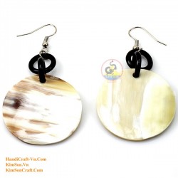 Organic Cow Horn - Oval - Black and Yellow - Earrings