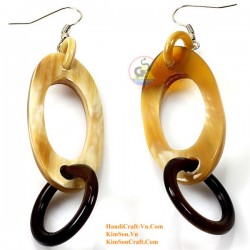 Organic Cow Horn - White and Black - Earrings